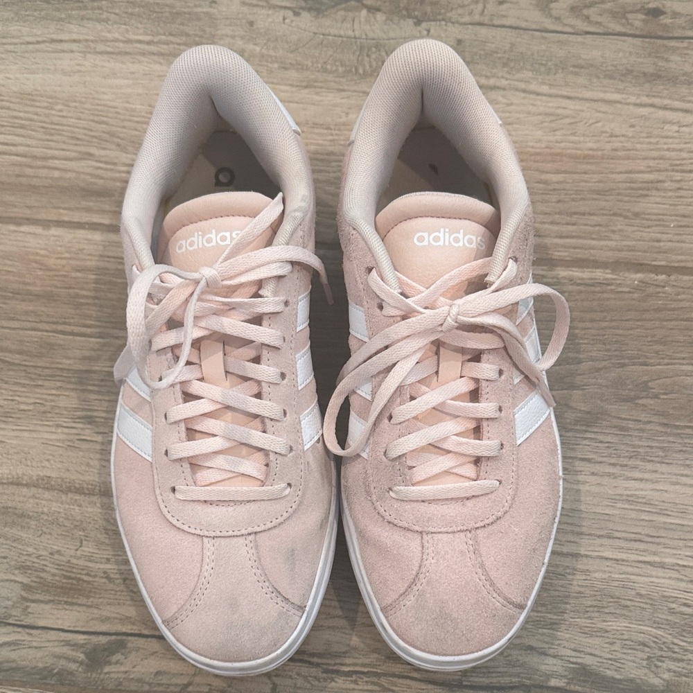 Adidas Women's Soft Pink and White Sneakers